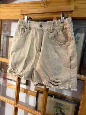 Casual Distressed Women's Tan Denim Shorts